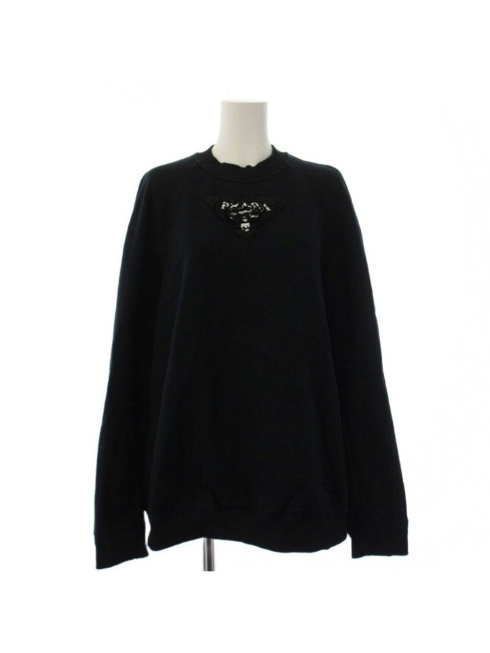 Prada Sweatshirt Long Sleeve Triangle Logo Black S